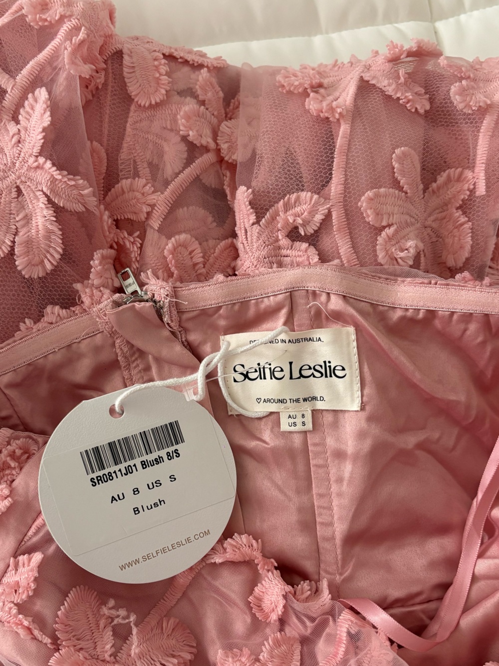 Selfie Leslie Dusty Rose Floral Lace Strapless Dress (Size: S) - Picture 4 of 4